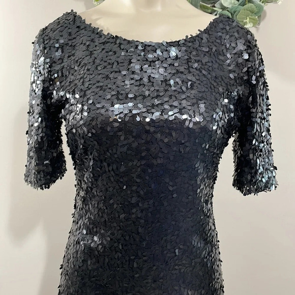 Ark & Co Black Sequin Scoop Back Shirt Sleeve Dress S - Picture 2 of 16
